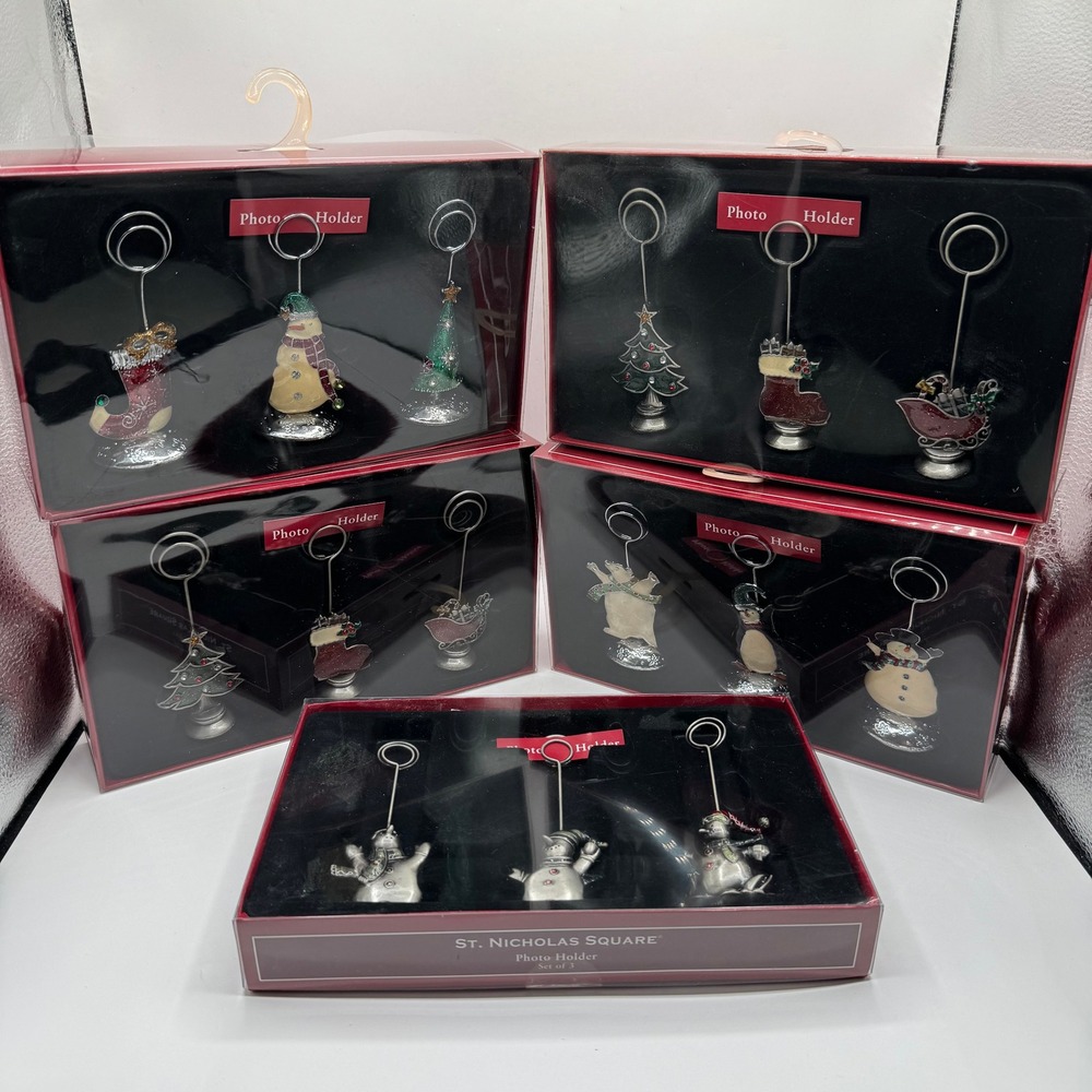 St Nicholas Square Photo Holder 3 Set 5 Packs Christmas Holiday Table Decor